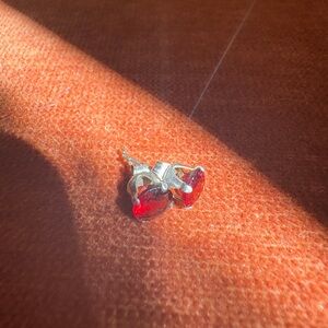 Sterling silver 925 red garnet stud earrings